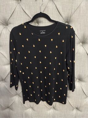 Christopher & Banks Black Long Sleeve Tee with Candy Corn Print